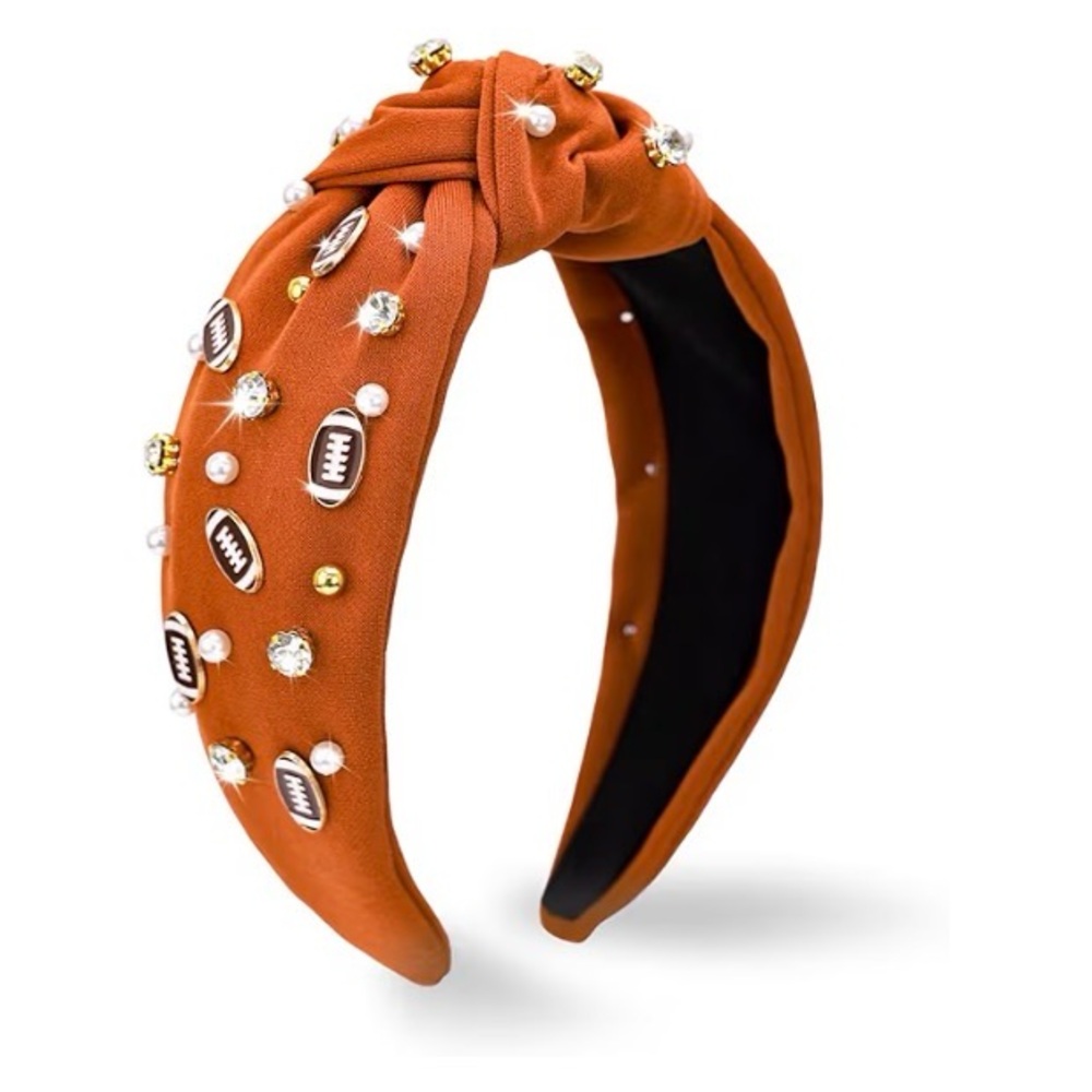 Embellished Knot Headband in Burnt Orange